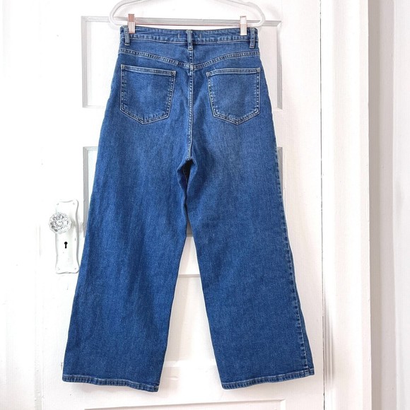 Free People Wales Wide Leg Jeans Womens Sz 28 Medium Wash High Rise Cropped - Picture 3 of 13